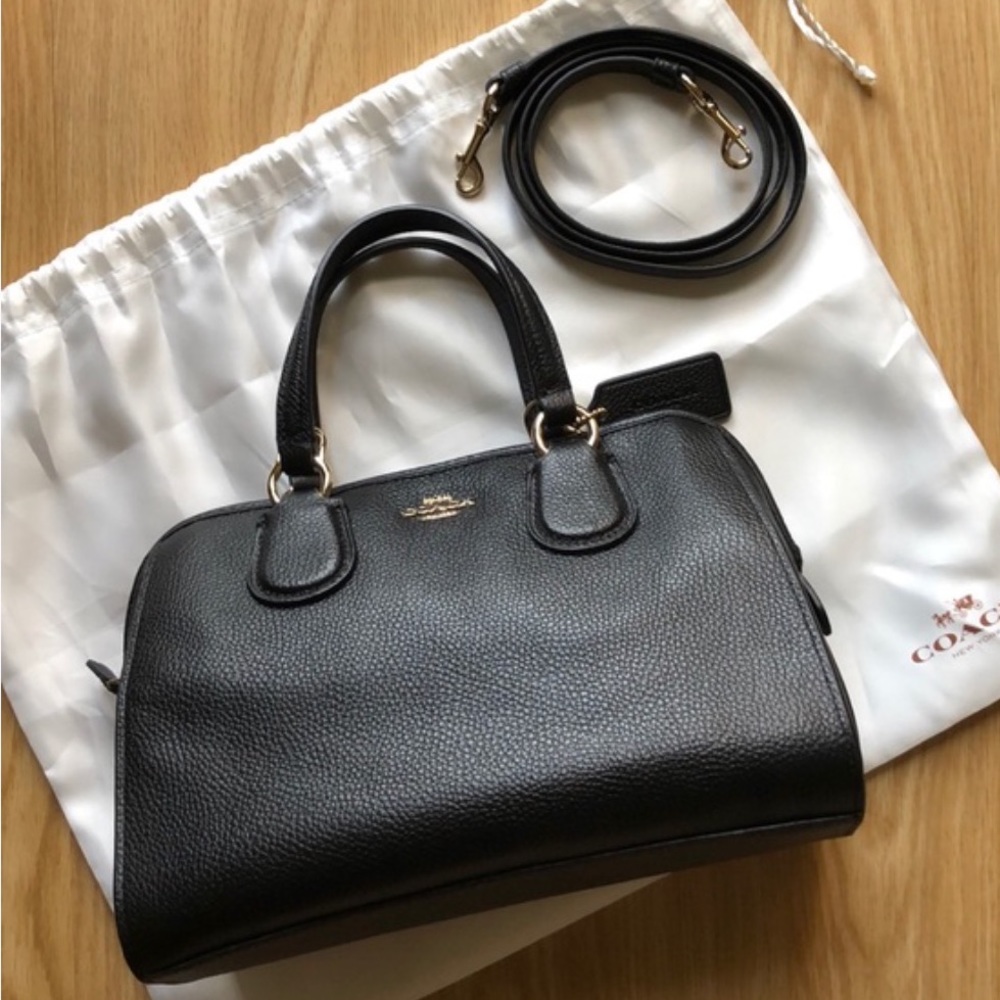 ❌SOLD❌ Black Nolita pebbled leather satchel with crossbody strap